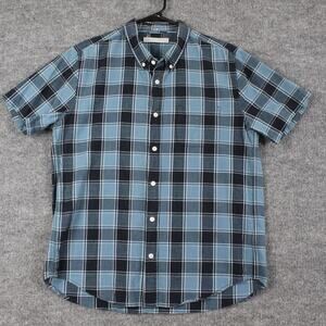 Outerknown Shirt Mens Large Blue Plaid Short Sleeve Button Down Cotton Casual